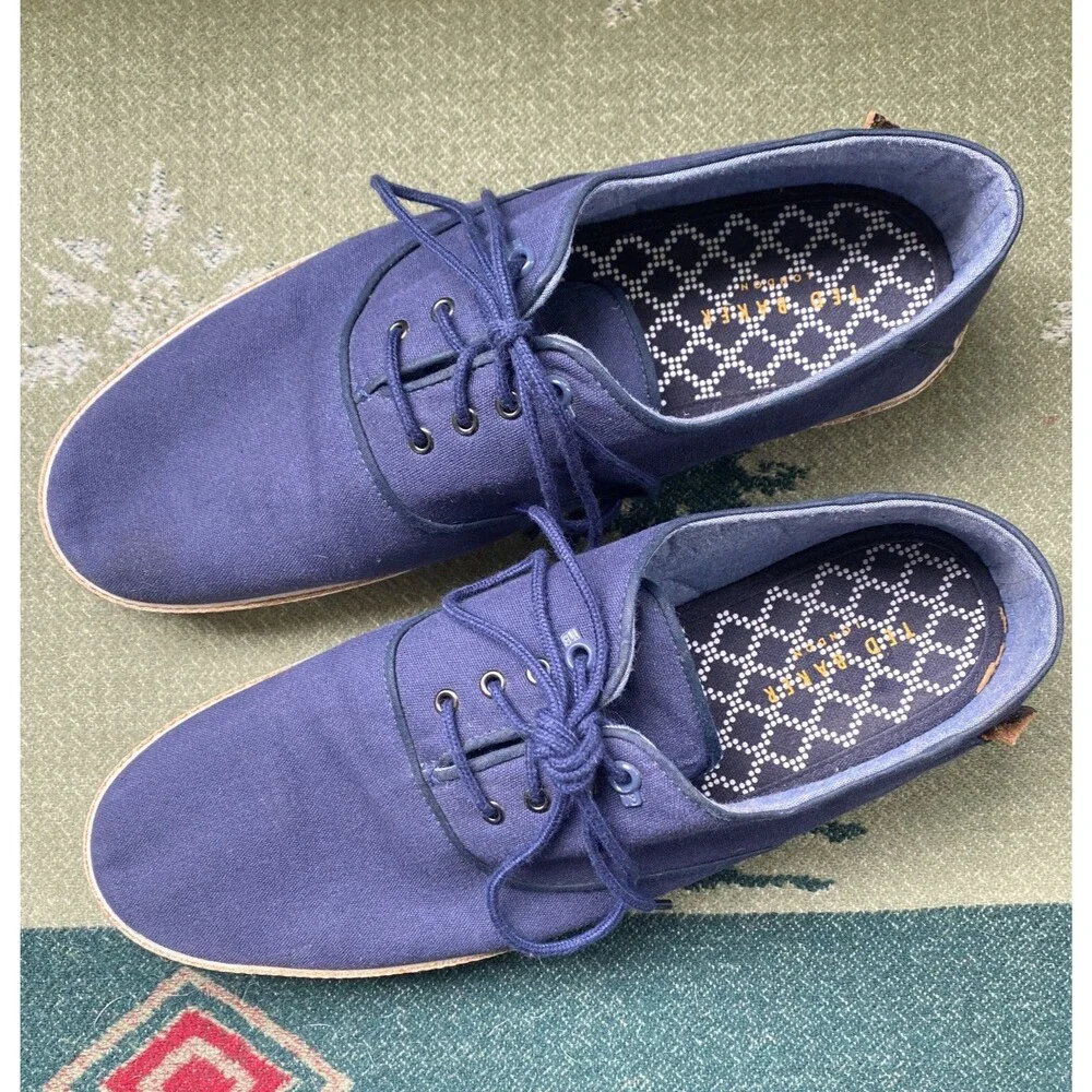 Men’s 11 M Ted Baker London Navy Canvas Lace Up Casual Shoes 44